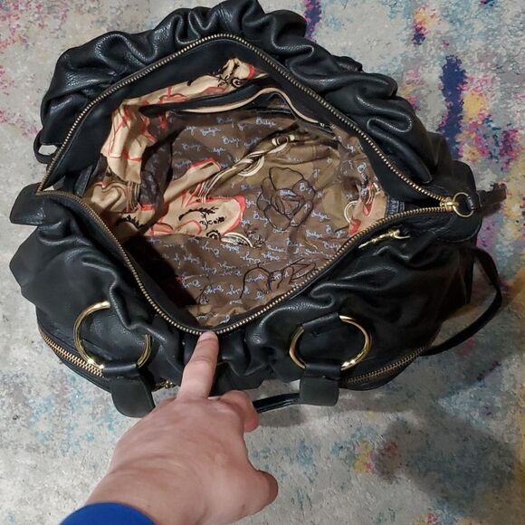 Bulga Large Satchel Bag in Black Made in Italy - Picture 7 of 16